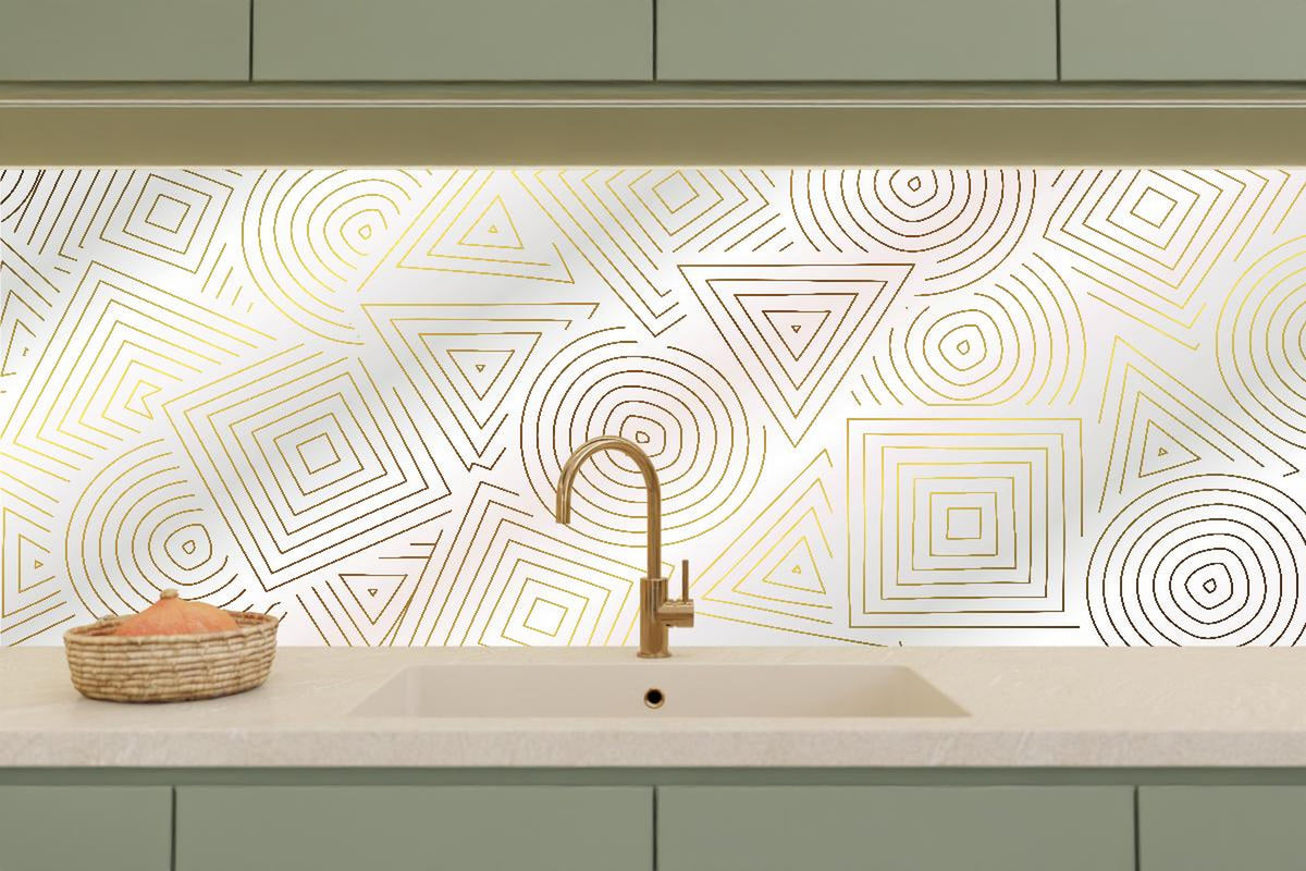 Küchenrückwand - Moderne Weiß-Goldene Geometrie Textur