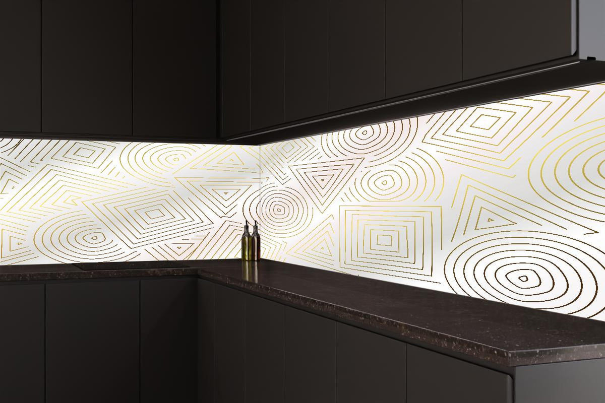 Küchenrückwand - Moderne Weiß-Goldene Geometrie Textur