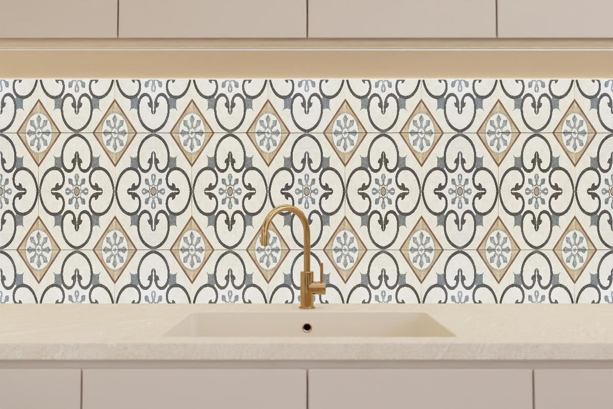 Küchenrückwand - Nahtlose beige graue Fliesen