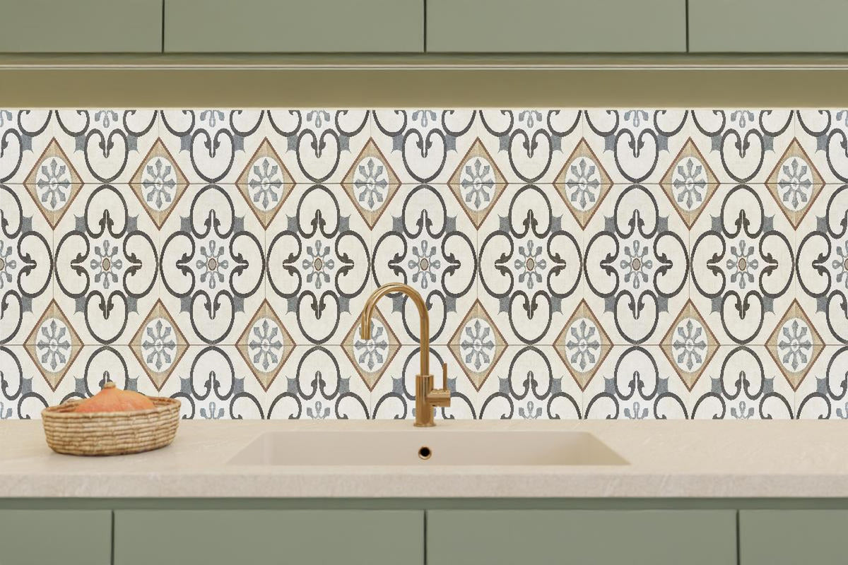 Küchenrückwand - Nahtlose beige graue Fliesen