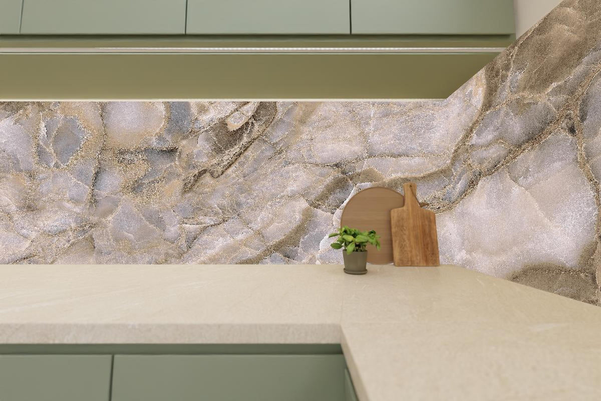Küchenrückwand - Natürliche graue Onyx Oberfläche