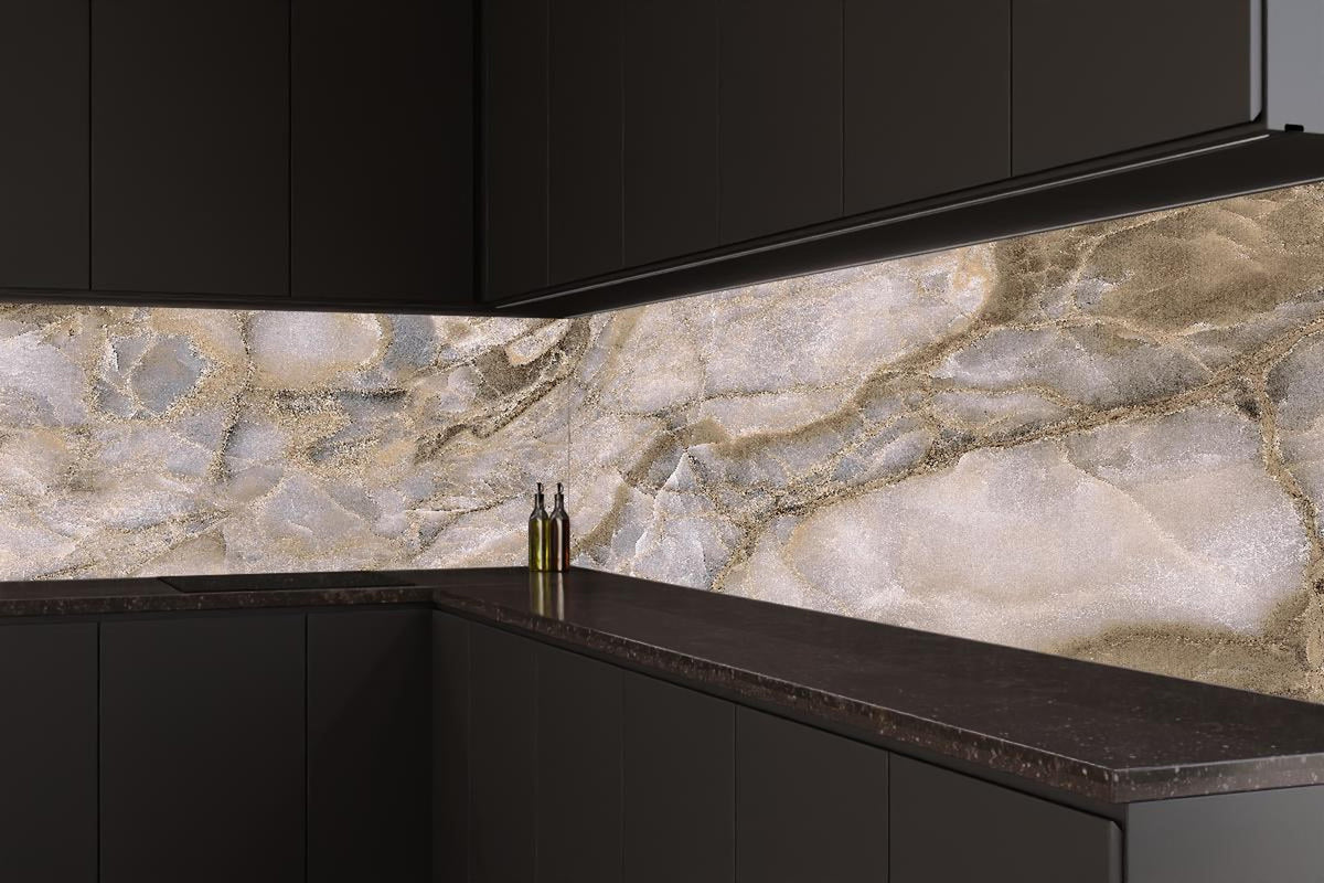 Küchenrückwand - Natürliche graue Onyx Oberfläche