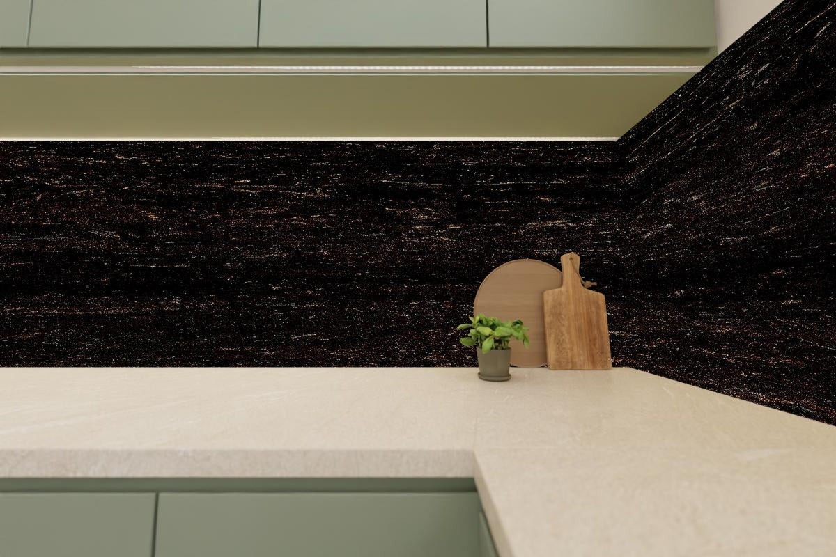 Küchenrückwand - Naturbelassene dunkelbraune Holzmaserung