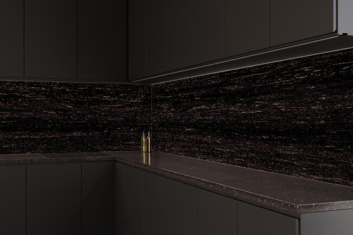 Küchenrückwand - Naturbelassene dunkelbraune Holzmaserung