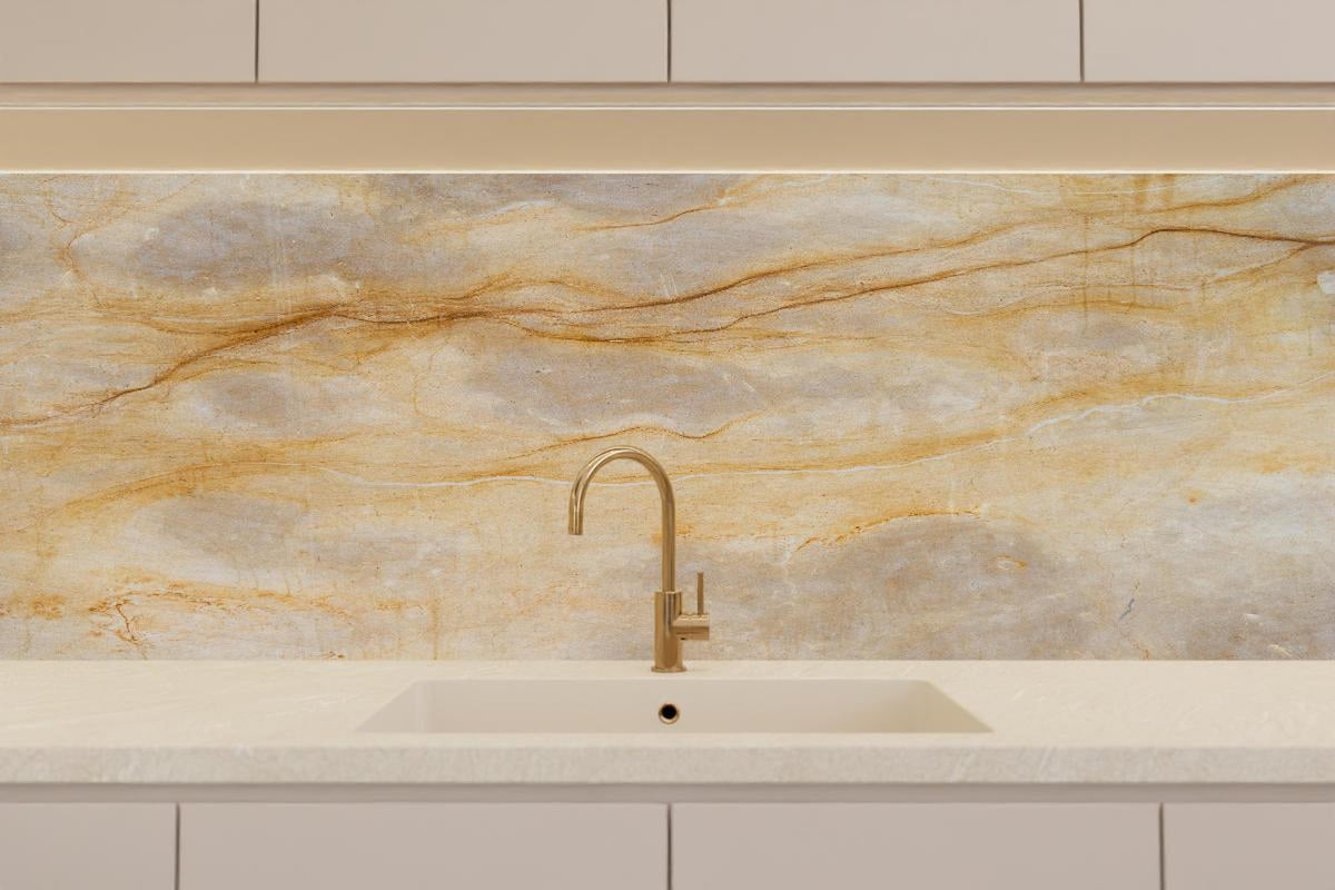 Küchenrückwand - Naturgetreue Beige Marmor Textur Elegant