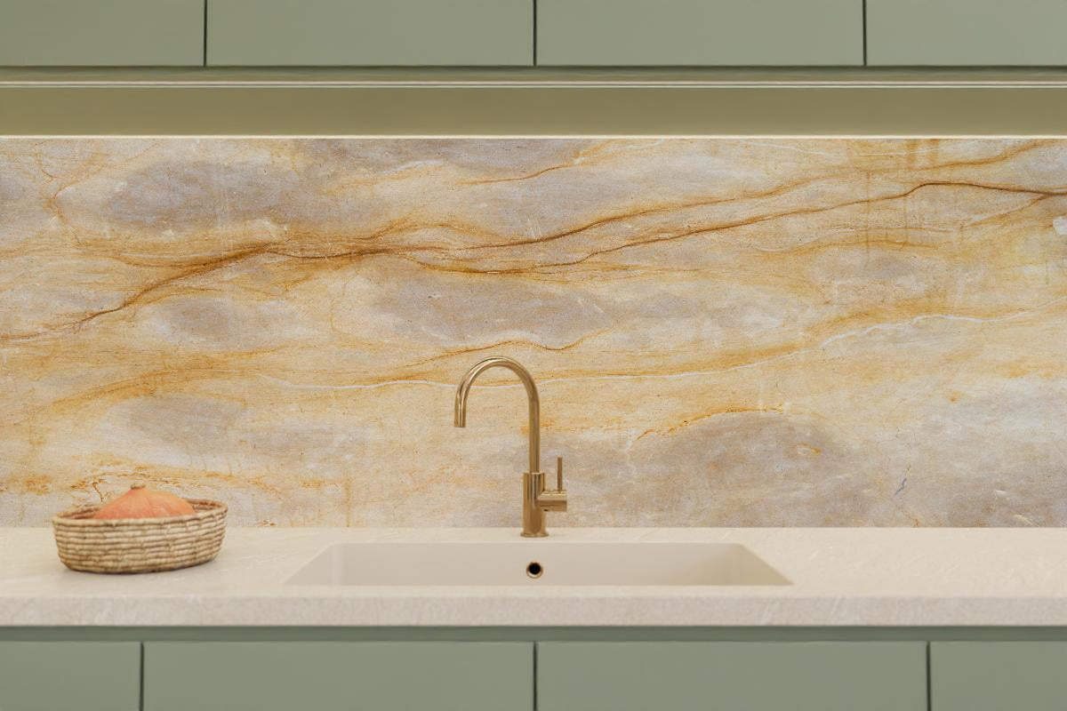 Küchenrückwand - Naturgetreue Beige Marmor Textur Elegant