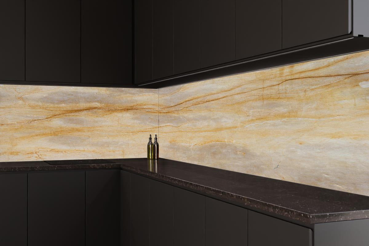 Küchenrückwand - Naturgetreue Beige Marmor Textur Elegant