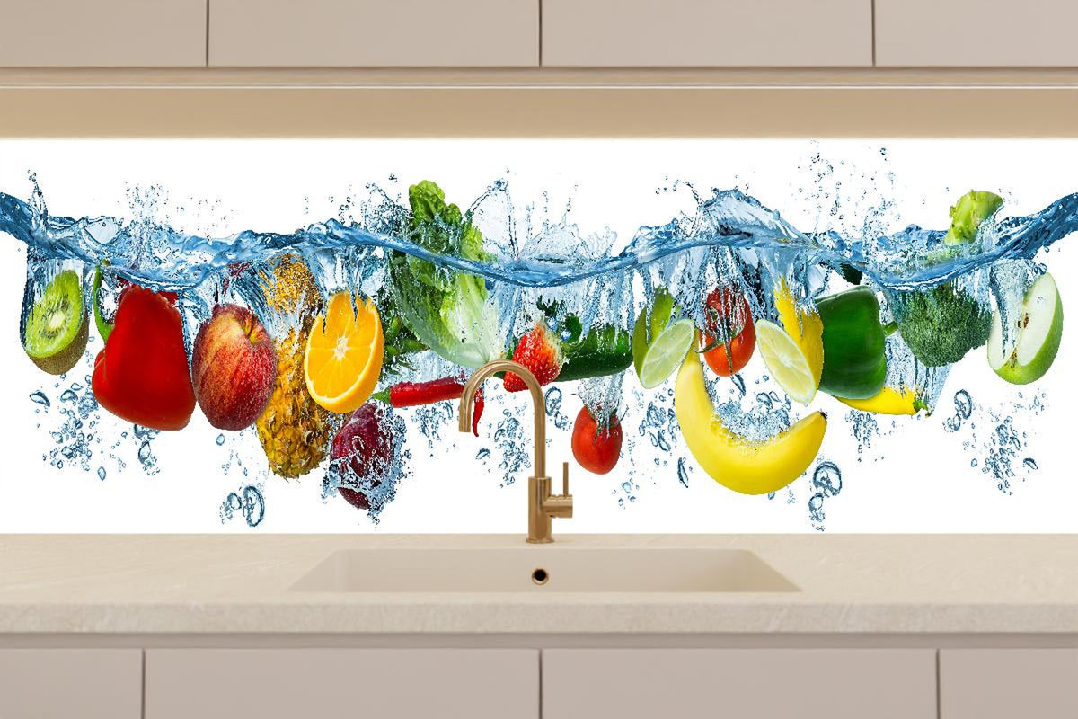 Küchenrückwand - Obst & Gemüse im Wasser