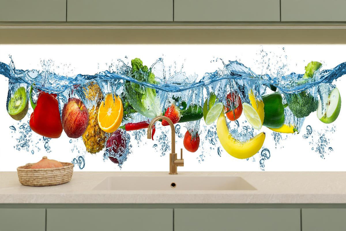 Küchenrückwand - Obst & Gemüse im Wasser