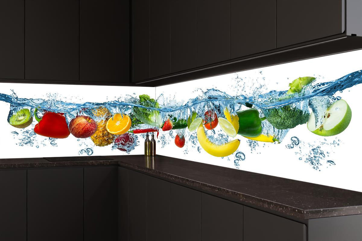 Küchenrückwand - Obst & Gemüse im Wasser