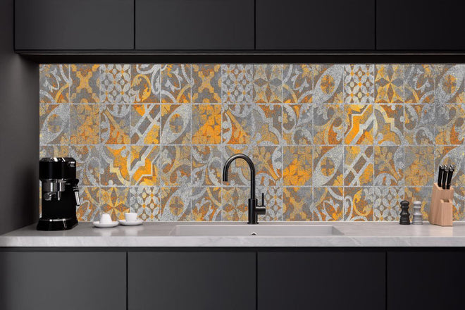 Küchenrückwand - Orange Helles Licht Stein Beton