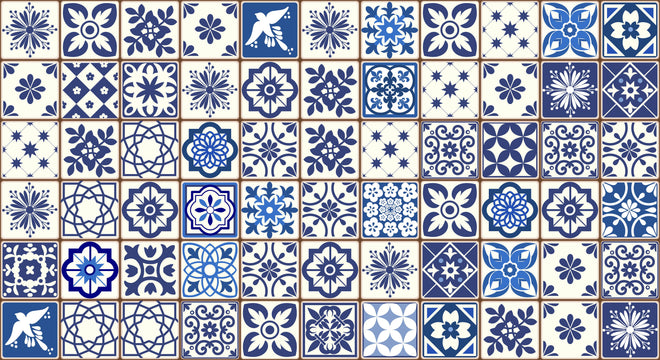 Küchenrückwand - Orientalische blaue Fliesen