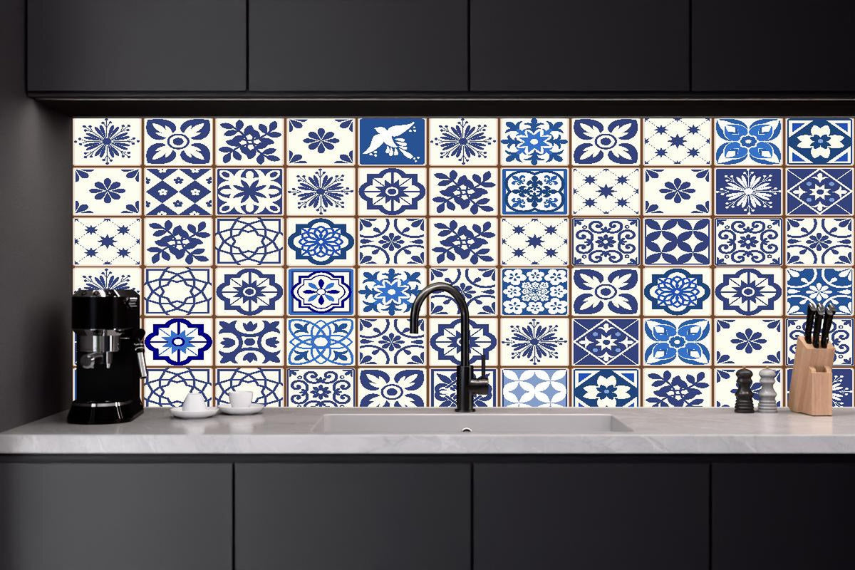 Küchenrückwand - Orientalische blaue Fliesen