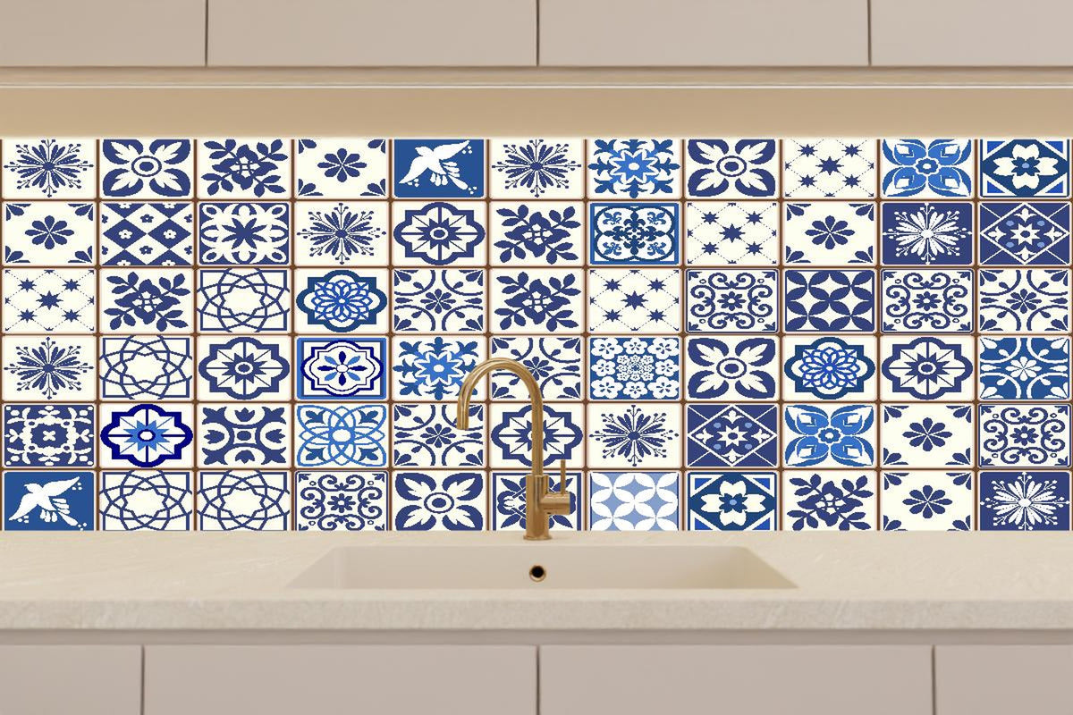 Küchenrückwand - Orientalische blaue Fliesen