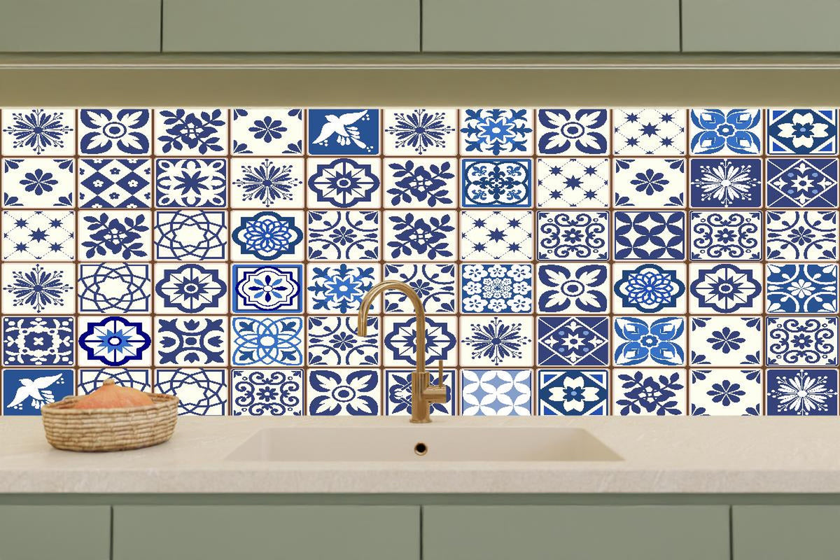 Küchenrückwand - Orientalische blaue Fliesen