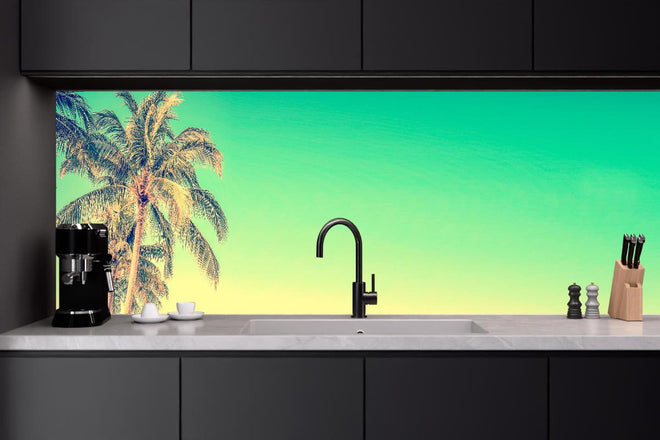 Küchenrückwand - Palme im Panorama-Himmel