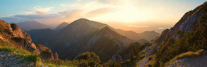 Küchenrückwand - Panorama der bayrischen Alpen bei Abendsonne