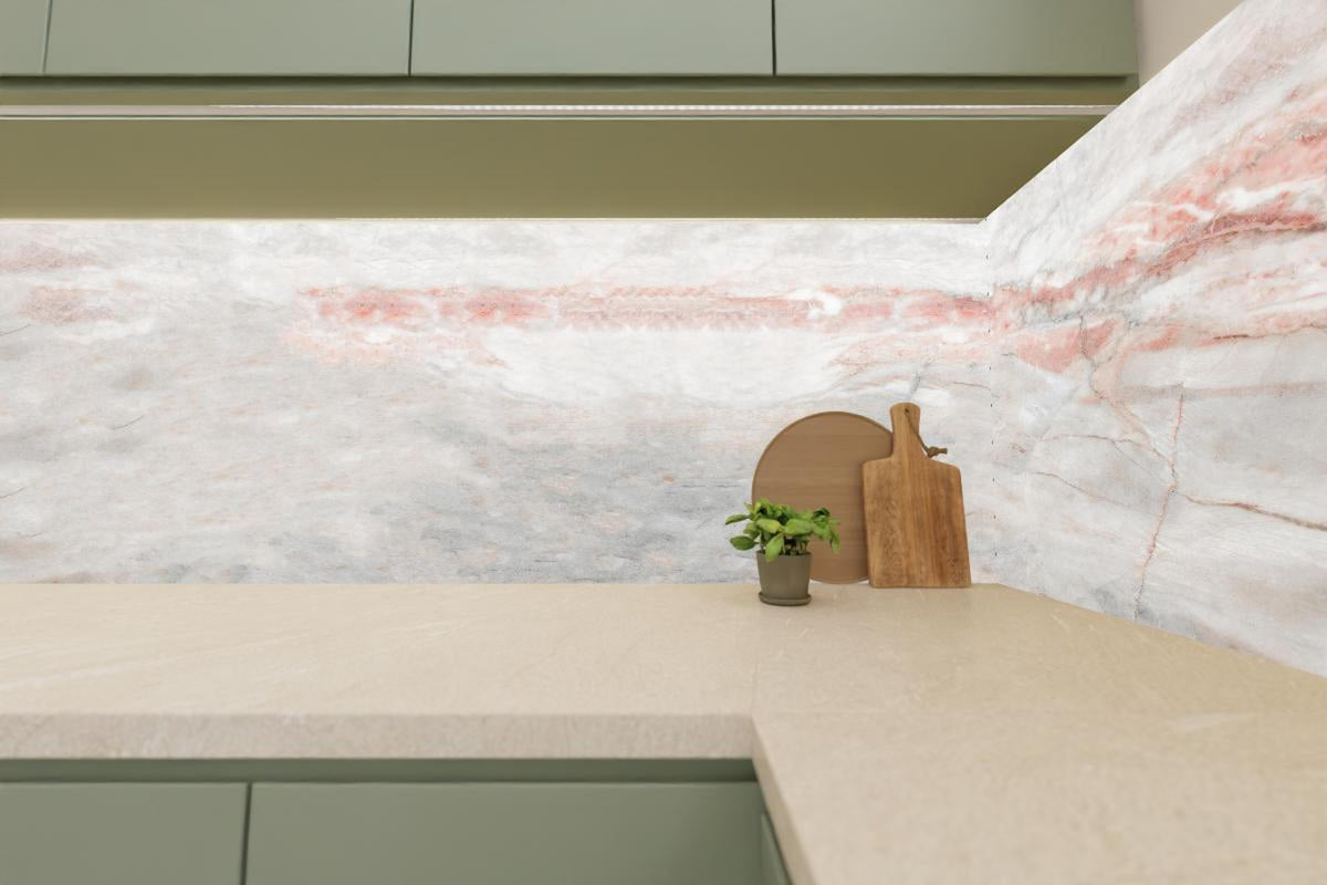 Küchenrückwand - Panorama der grauen Marmor Textur