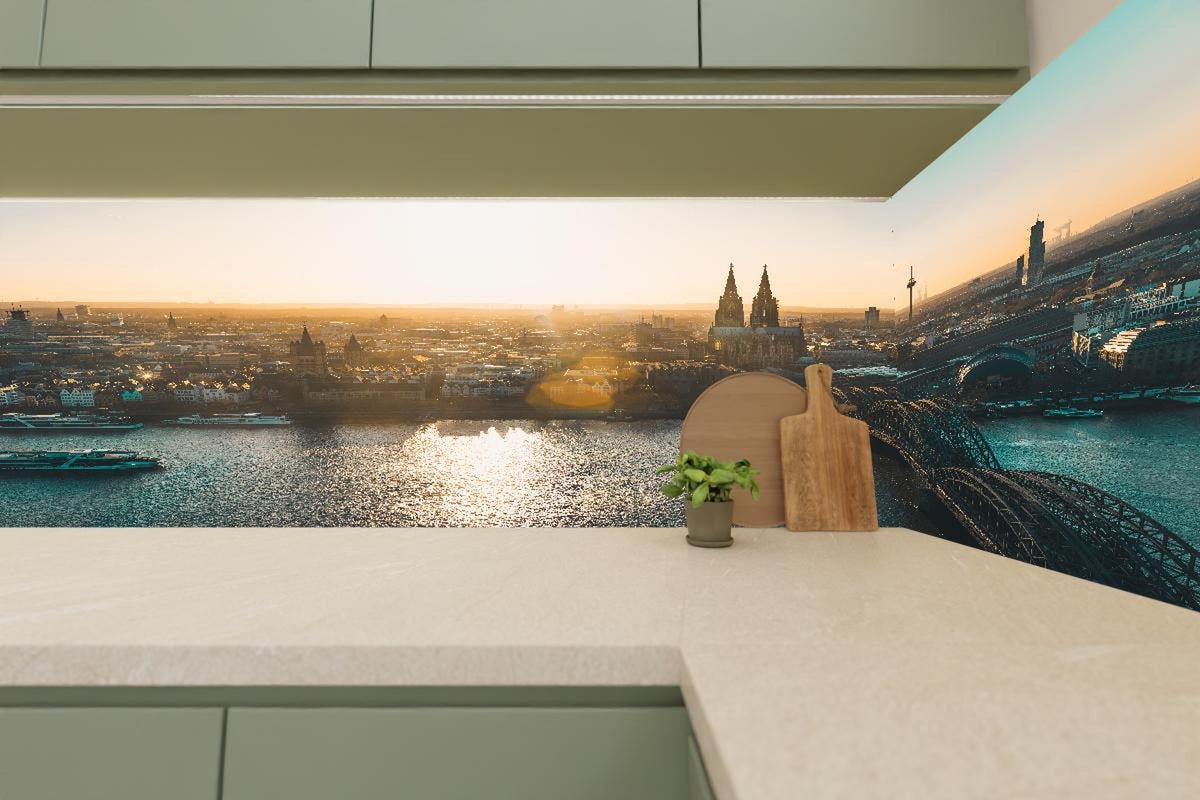 Küchenrückwand - Panoramablick auf Köln bei Sonnenaufgang