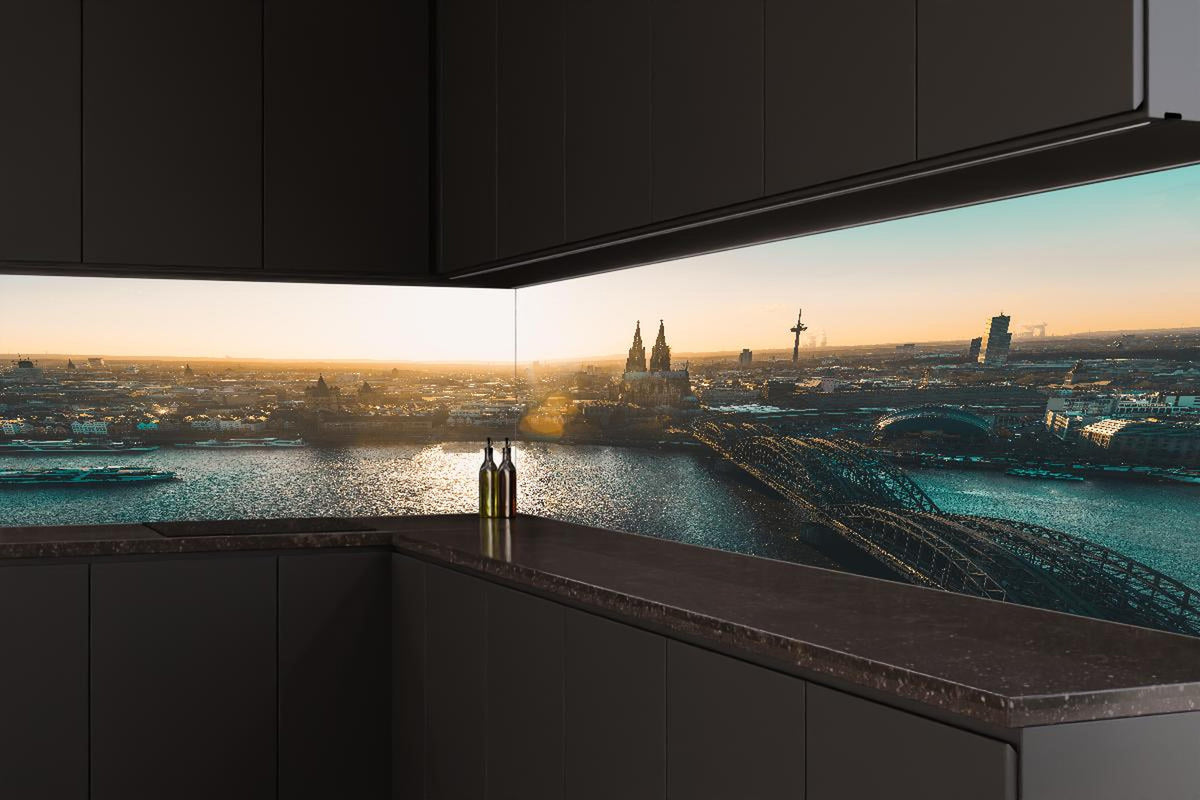 Küchenrückwand - Panoramablick auf Köln bei Sonnenaufgang