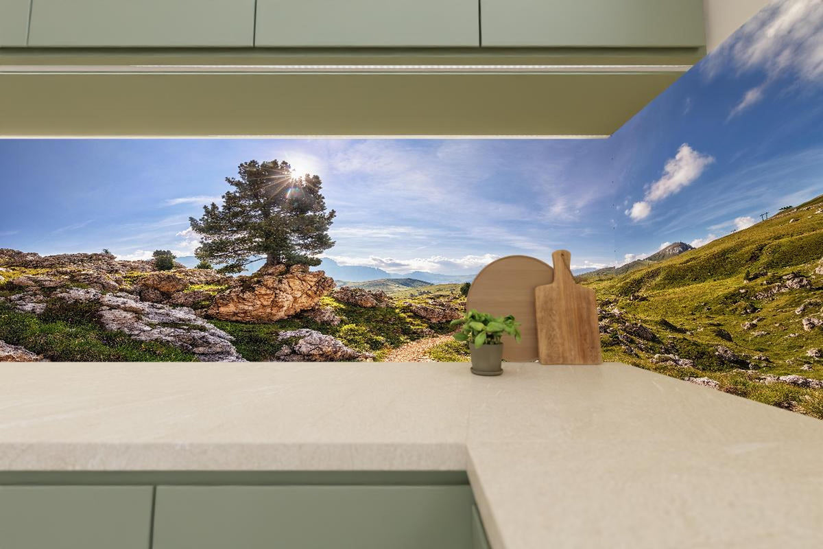 Küchenrückwand - Schmaler Weg um den Langkofel