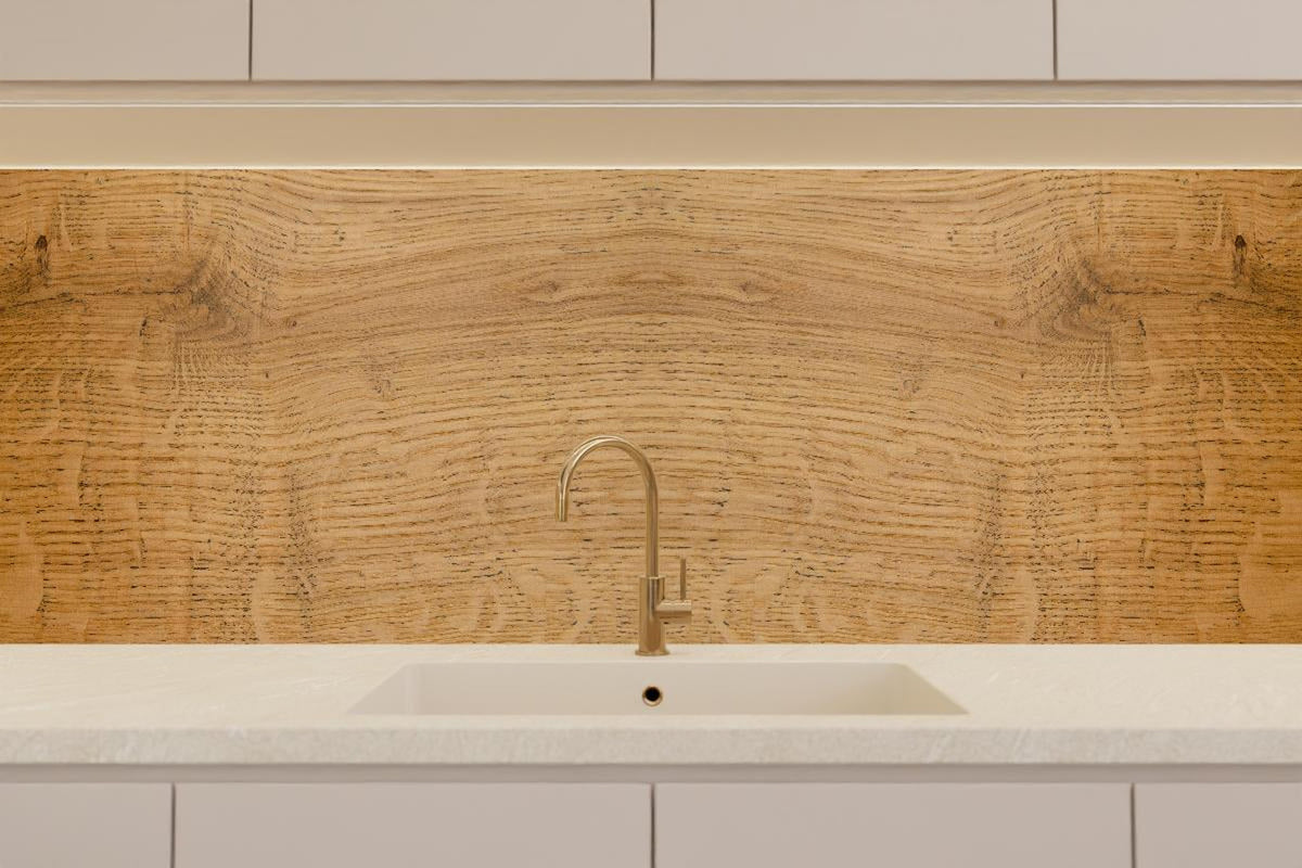 Küchenrückwand - Schöne helle Holzplatte