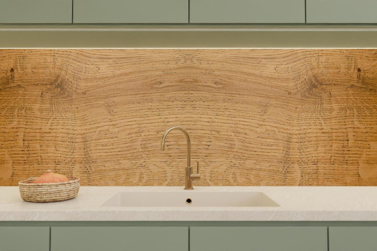 Küchenrückwand - Schöne helle Holzplatte