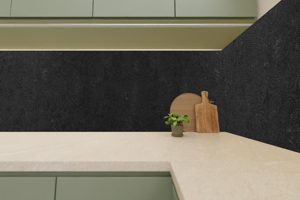 Küchenrückwand - Schwarze Granitplatte