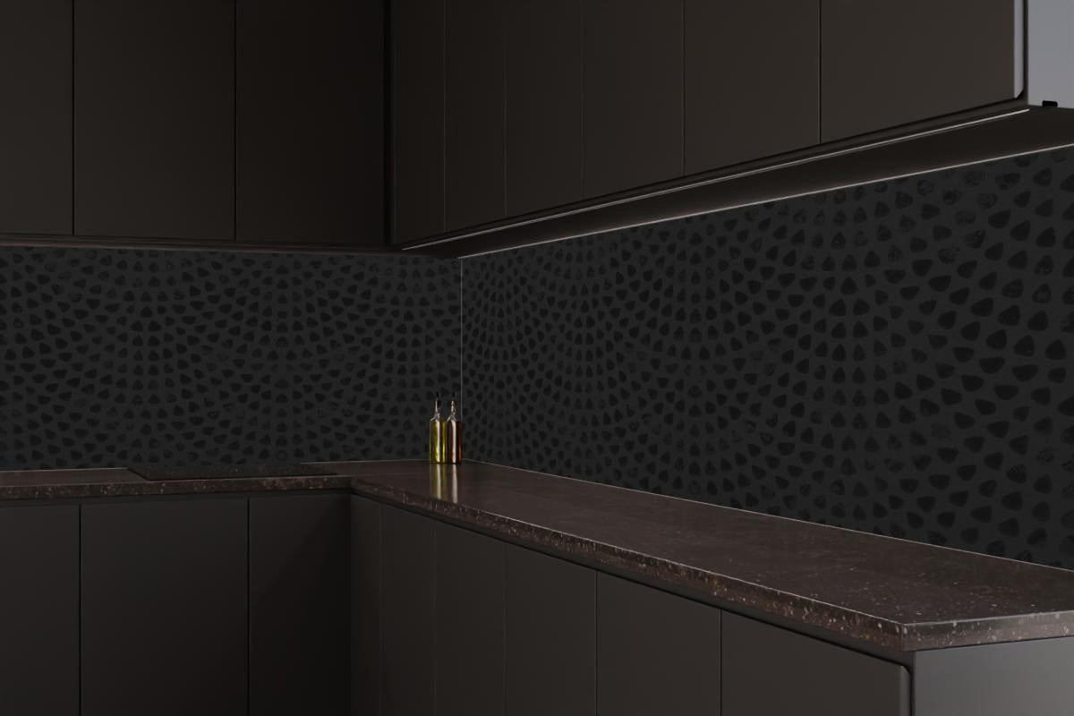 Küchenrückwand - Schwarze geometrisches Stempelmuster