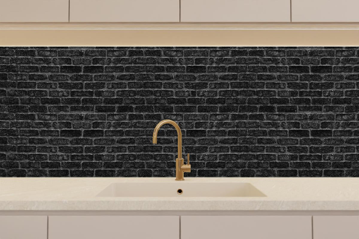 Küchenrückwand - Schwarze schlichte Ziegelwand