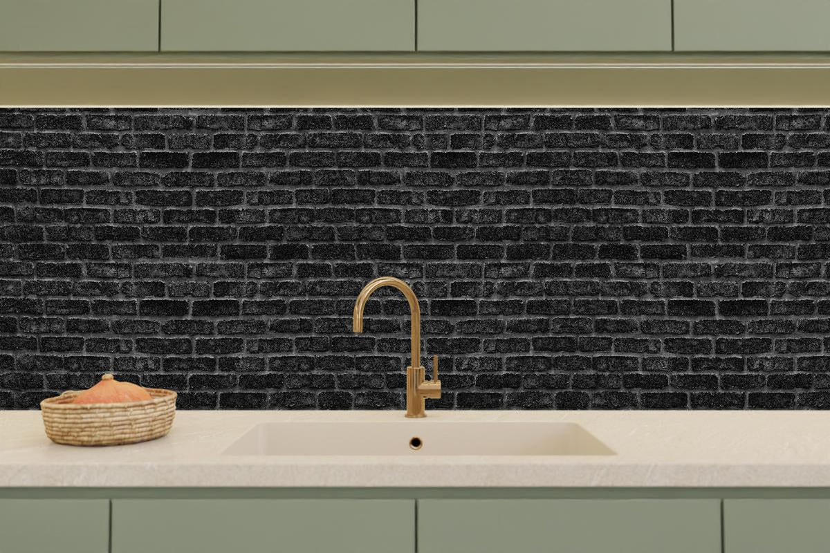 Küchenrückwand - Schwarze schlichte Ziegelwand
