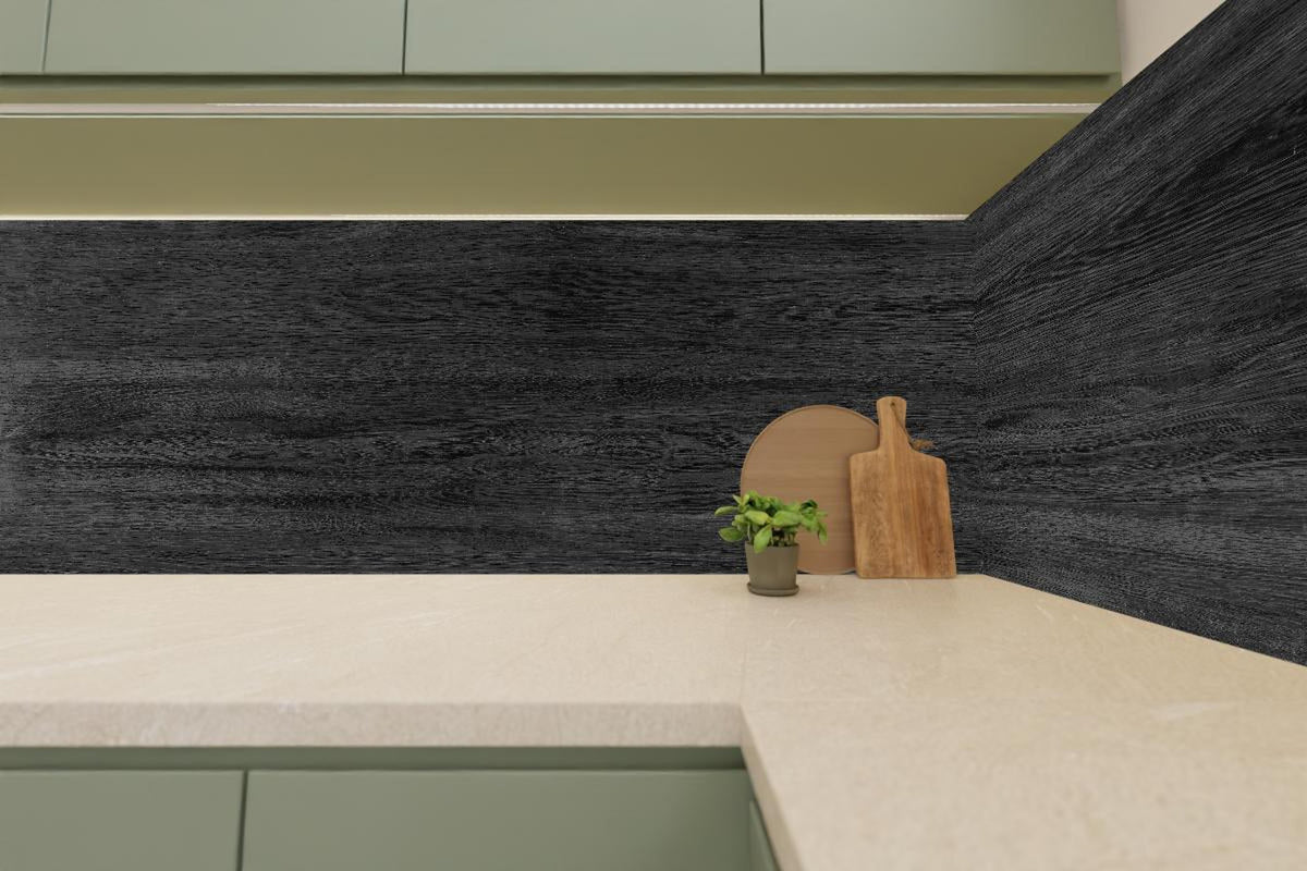 Küchenrückwand - Schwarzes Holz Hintergrund