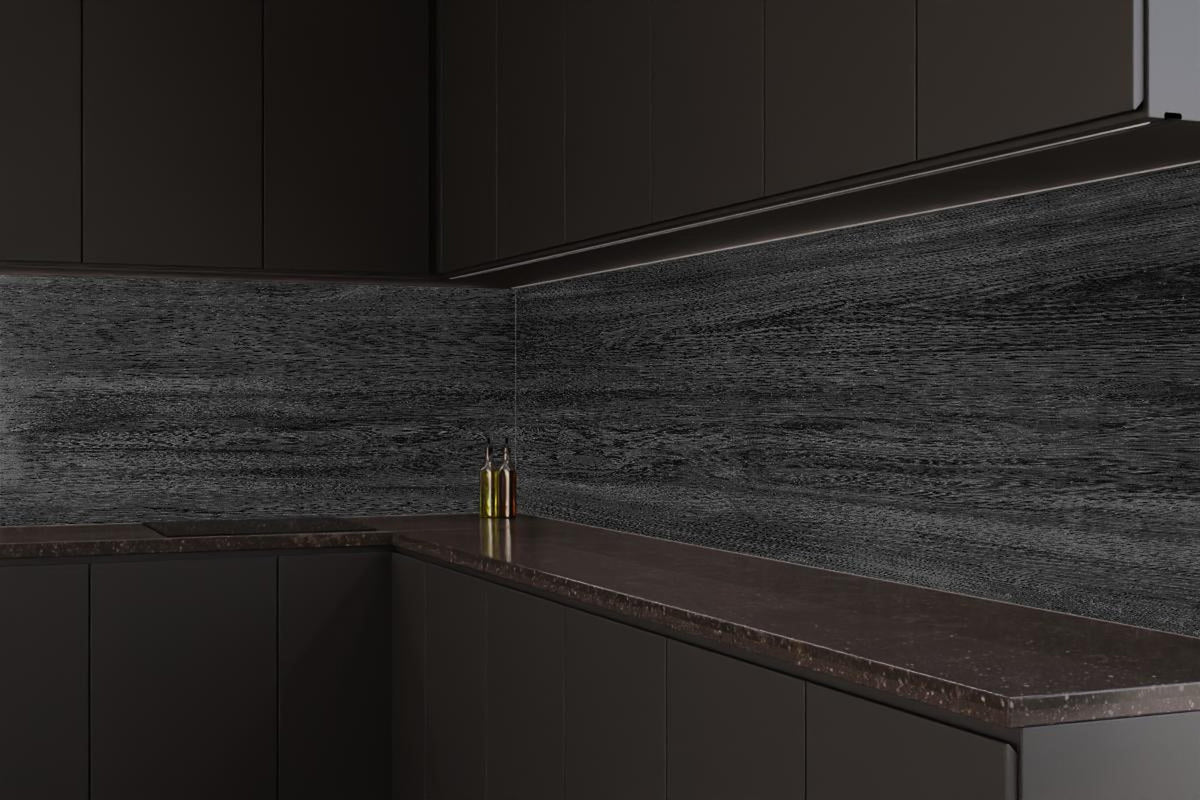 Küchenrückwand - Schwarzes Holz Hintergrund