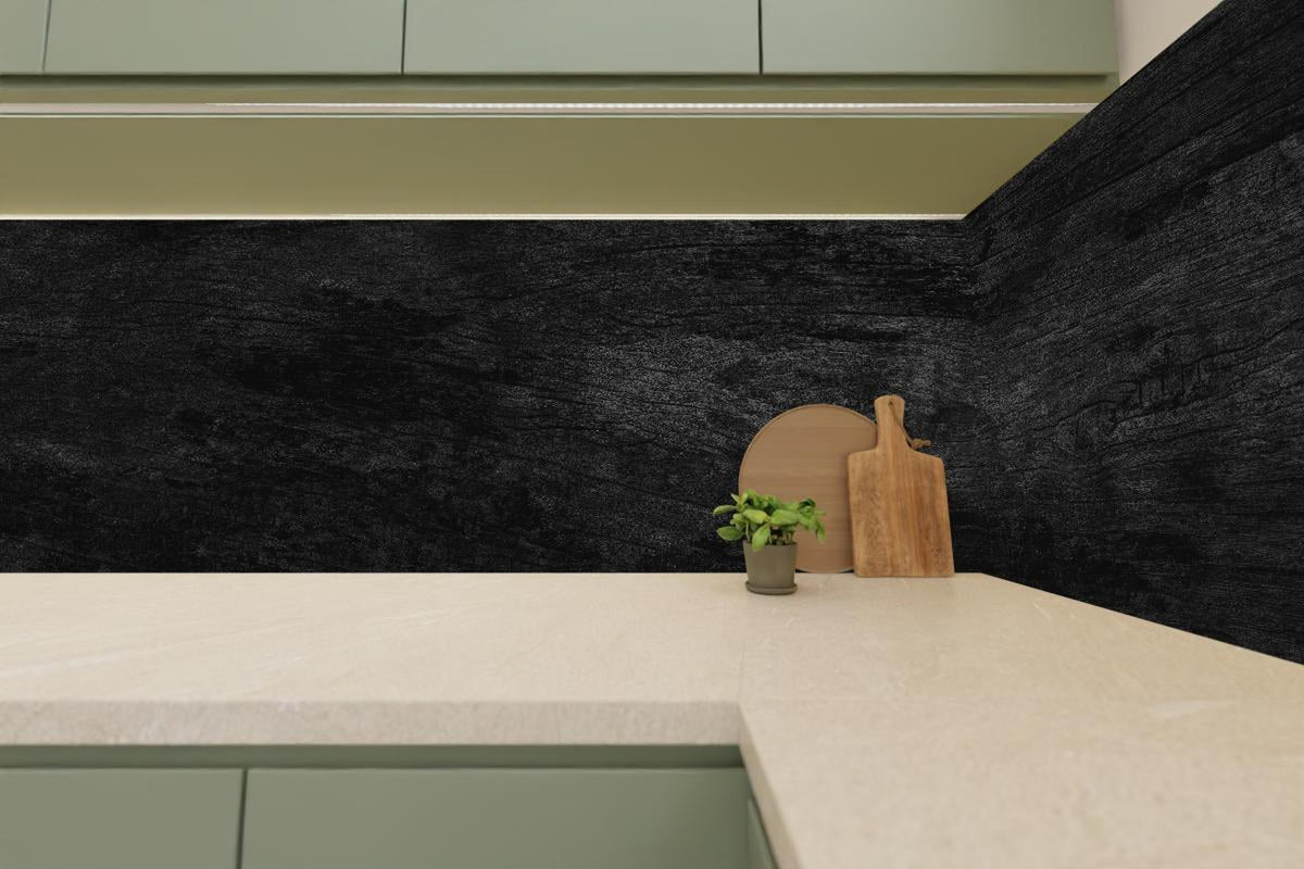Küchenrückwand - Schwarzes Holz Muster mit Textur