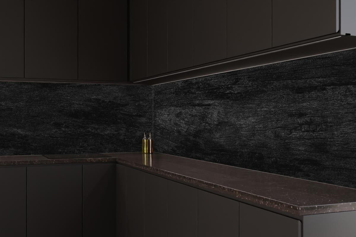 Küchenrückwand - Schwarzes Holz Muster mit Textur