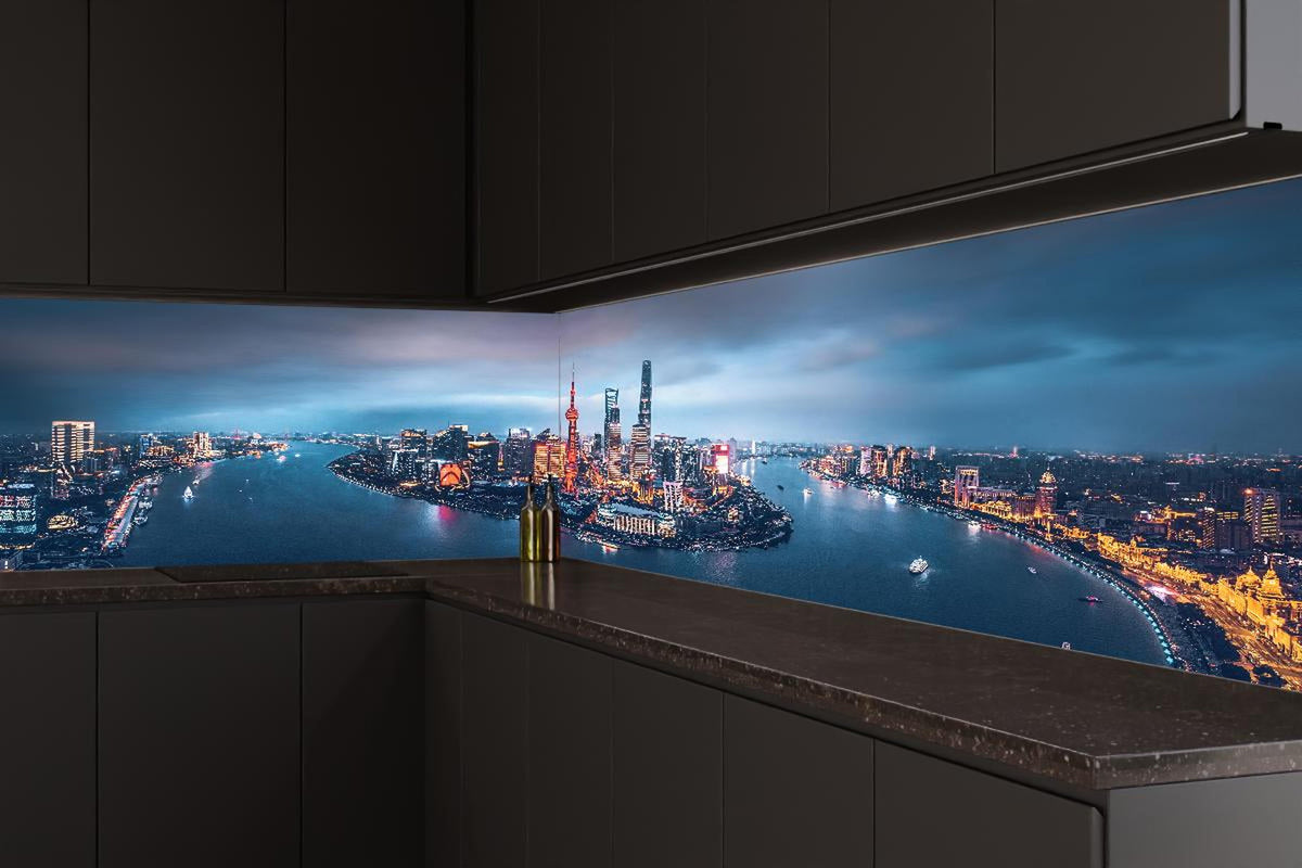 Küchenrückwand - Skyline von Shanghai bei Nacht
