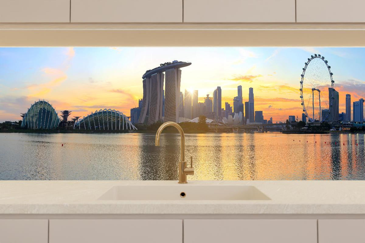 Küchenrückwand - Skyline von Singapur bei Sonnenuntergang
