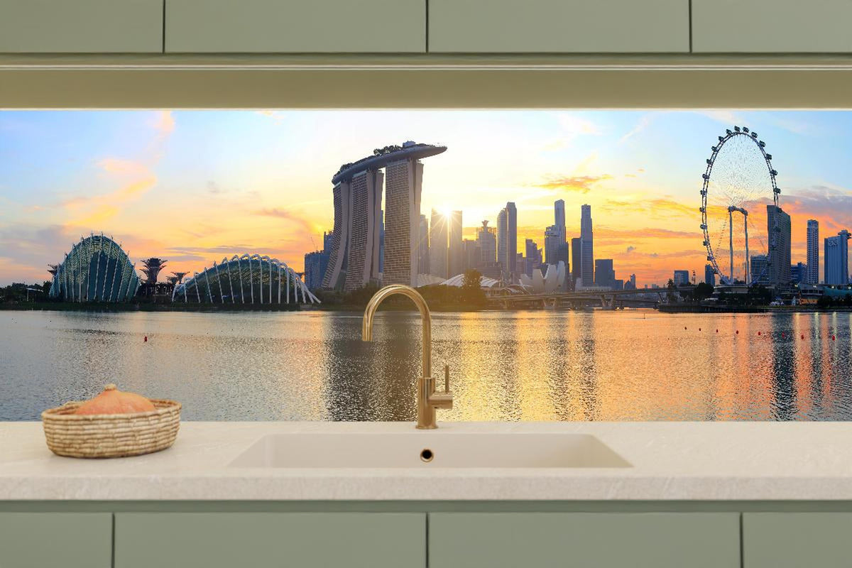 Küchenrückwand - Skyline von Singapur bei Sonnenuntergang