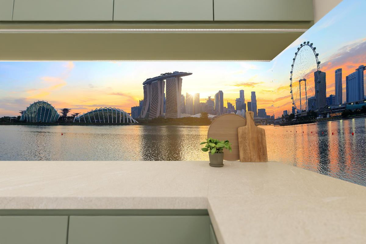 Küchenrückwand - Skyline von Singapur bei Sonnenuntergang