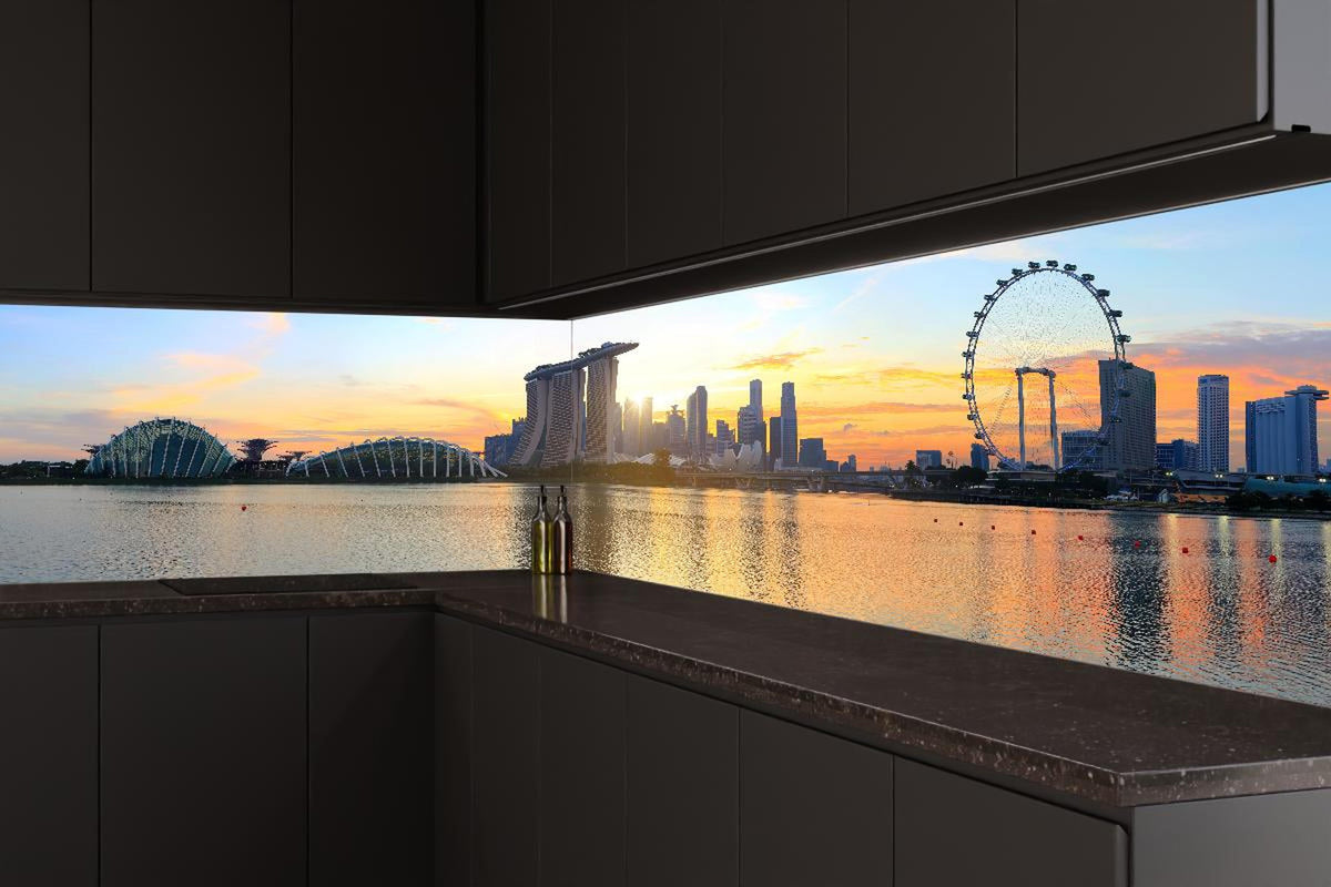 Küchenrückwand - Skyline von Singapur bei Sonnenuntergang