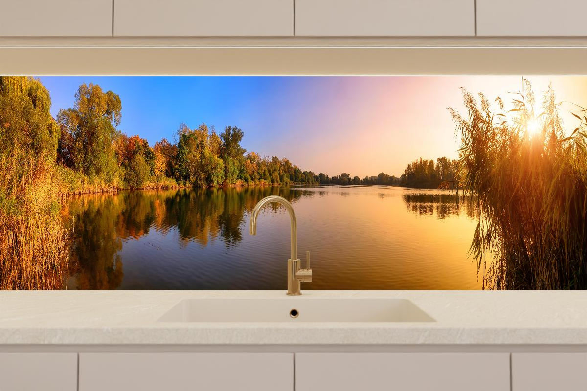 Küchenrückwand - Sonnenuntergang am See