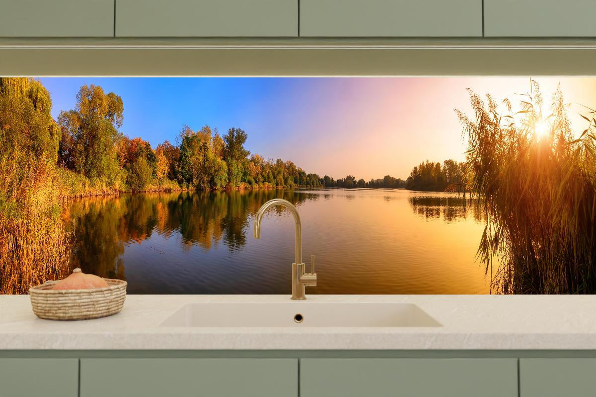 Küchenrückwand - Sonnenuntergang am See