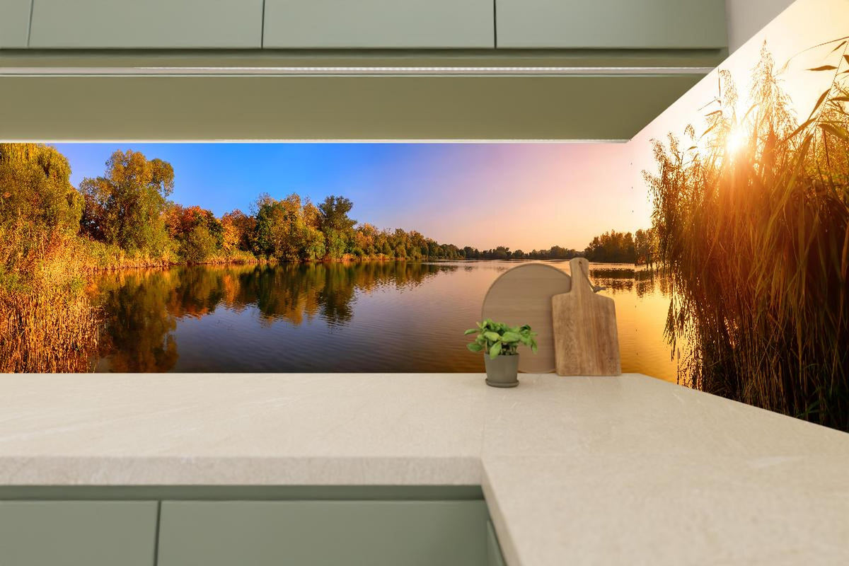 Küchenrückwand - Sonnenuntergang am See