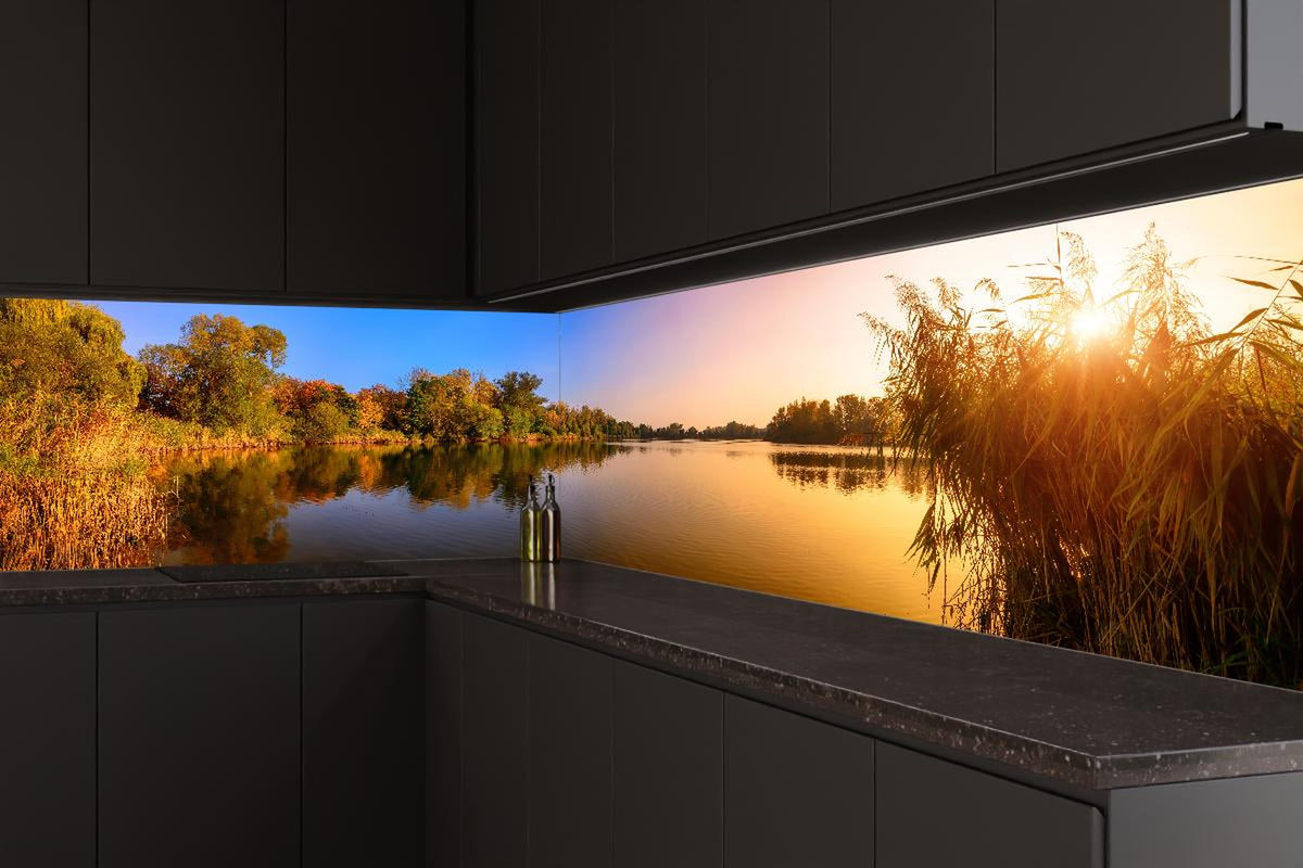 Küchenrückwand - Sonnenuntergang am See