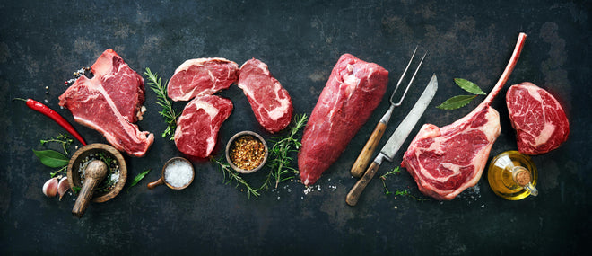 Küchenrückwand - Steakvariationen auf Schieferplatte