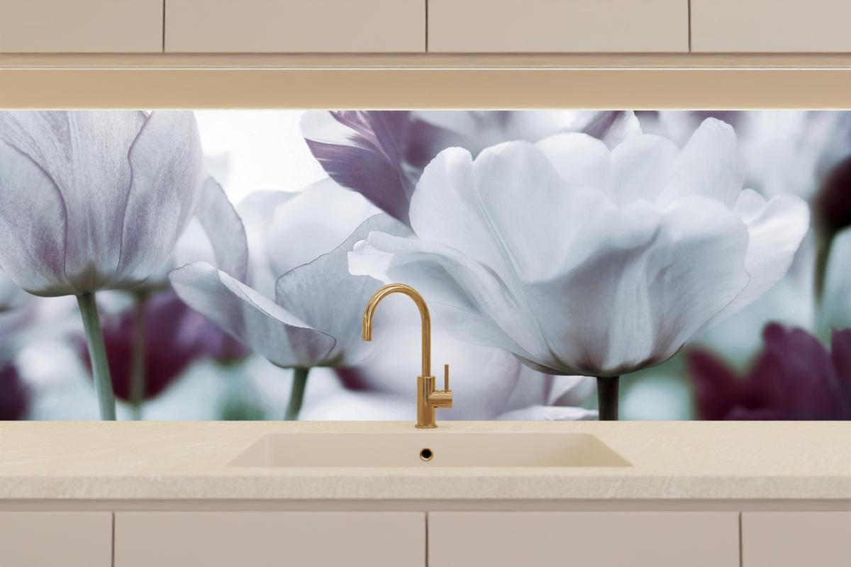 Küchenrückwand - Weiße Tulpen