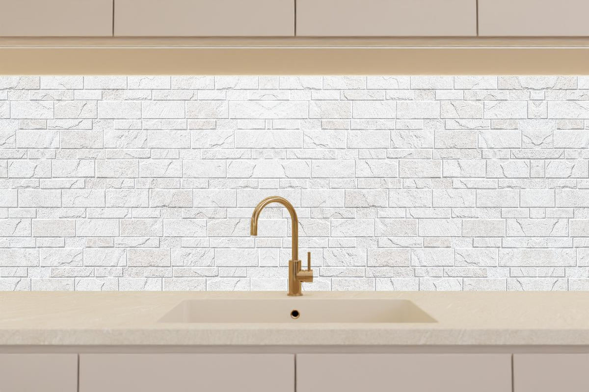 Küchenrückwand - Weiße moderne Steinwand