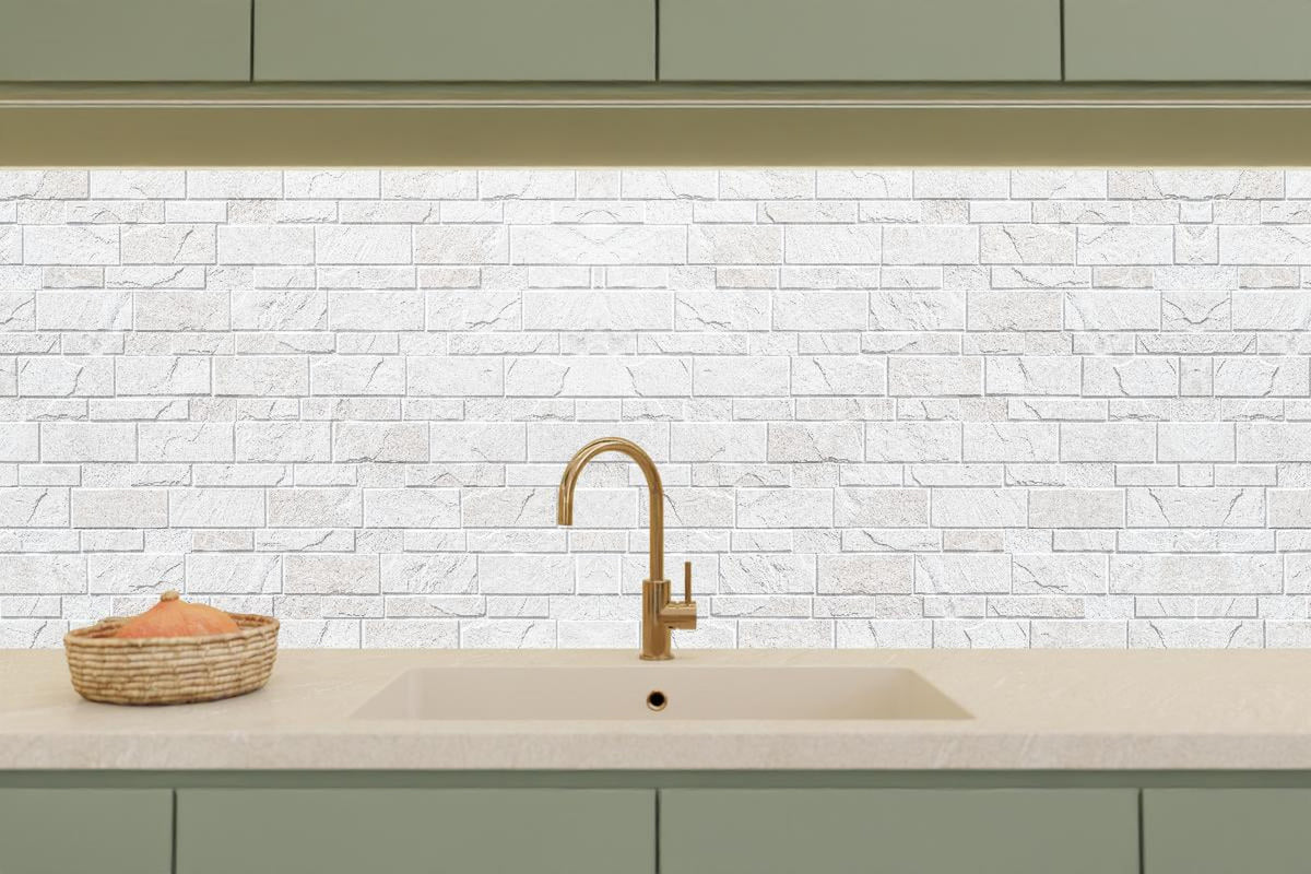 Küchenrückwand - Weiße moderne Steinwand