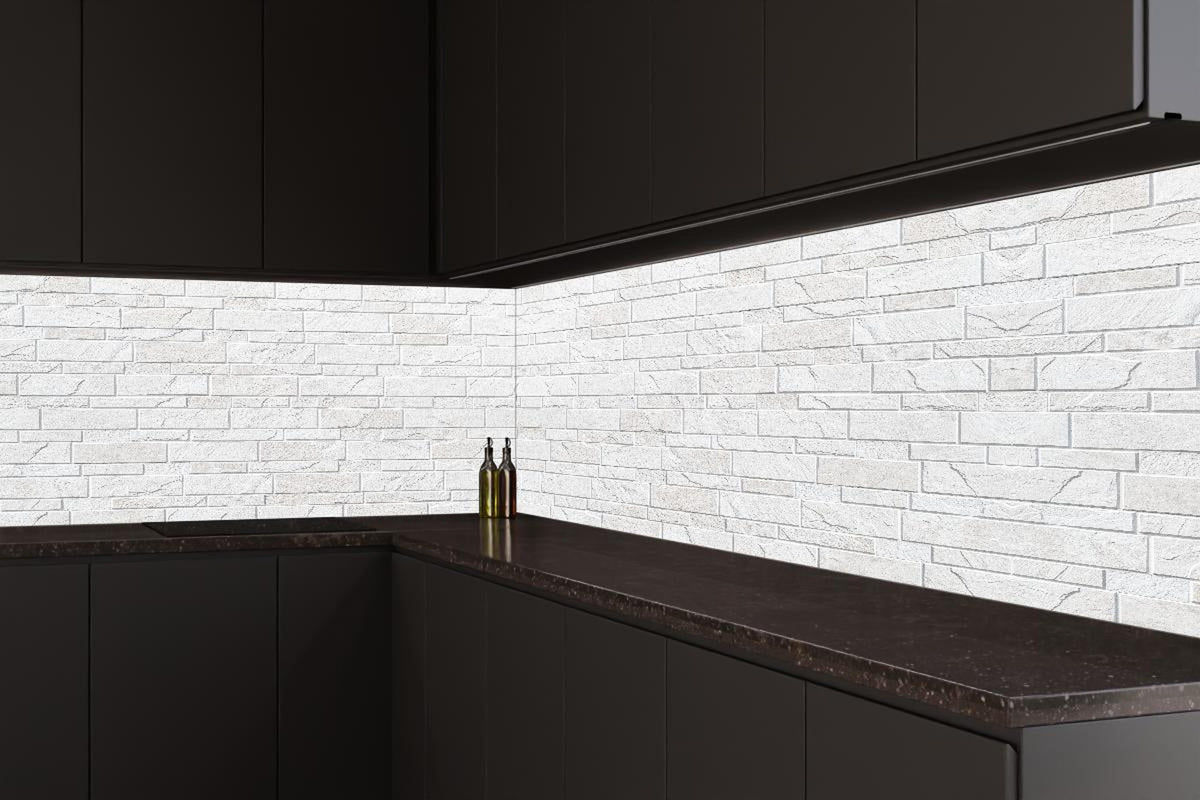 Küchenrückwand - Weiße moderne Steinwand