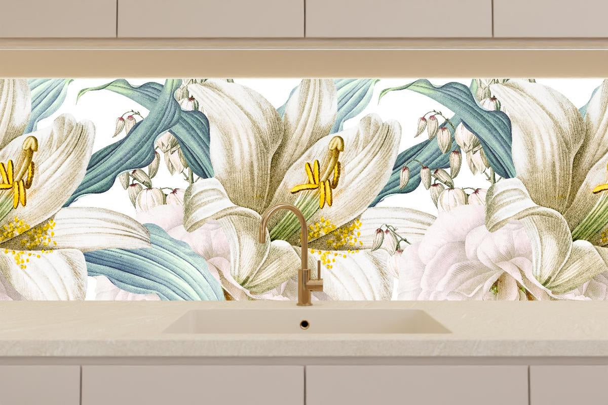 Küchenrückwand - Weißen und cremefarbenen Rosen